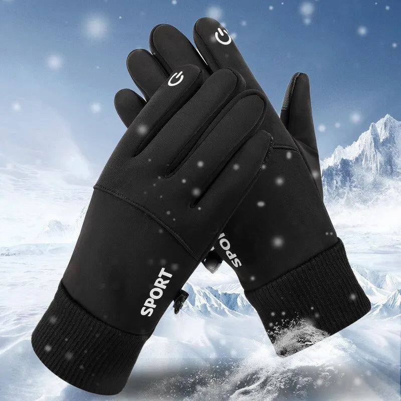 Black Winter Warm Full Fingers Waterproof Cycling Outdoor Sports Running Motorcycle Ski Touch Screen Fleece Gloves || Neoraid