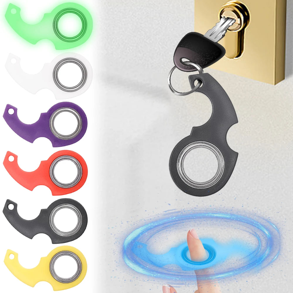 Elevate 2024 Style: Noctilucent Decompression Spinner Key Chains - Trendy Fingertip Rotation Keyholder with Anti-Anxiety || Neoraid