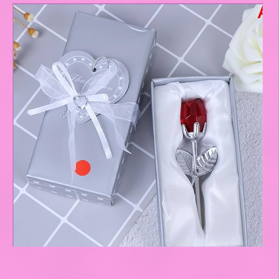 Crystal Glass Rose Flower Figurines Artificial Flower With Box Valentine's Day  || Neoraid