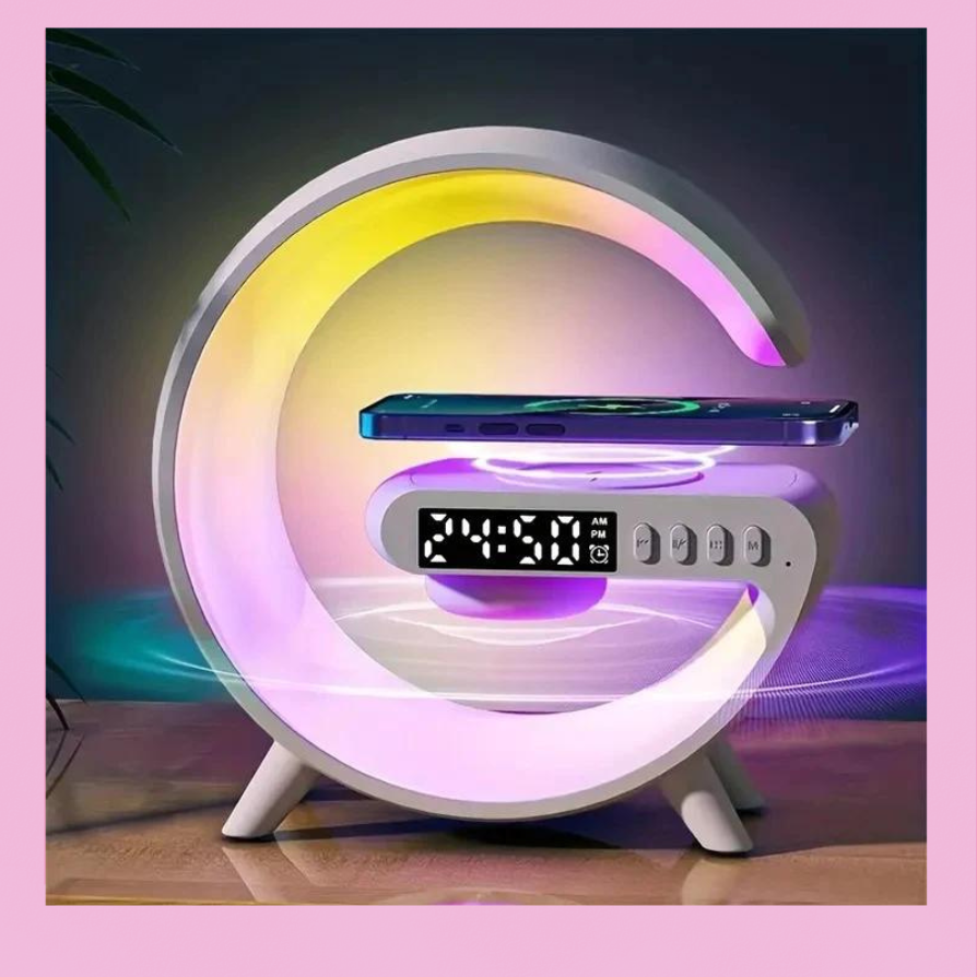Multifunction Wireless Charger Pad Stand Speaker G shaped Night Light